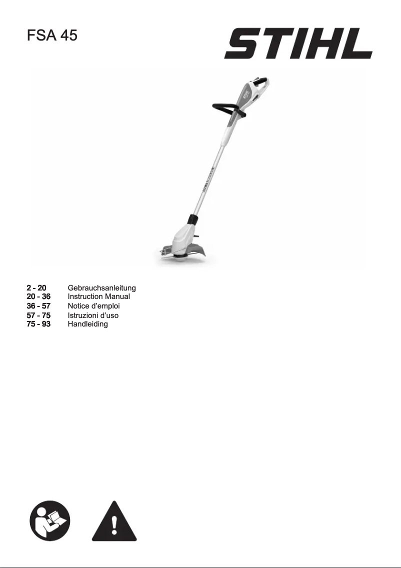 Page 1 de la notice Manuel utilisateur Stihl FSA 45