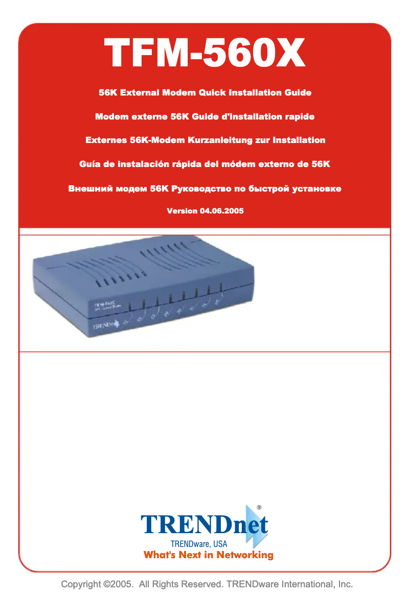 Page n°1 - Manuel utilisateur TRENDnet TFM-560X