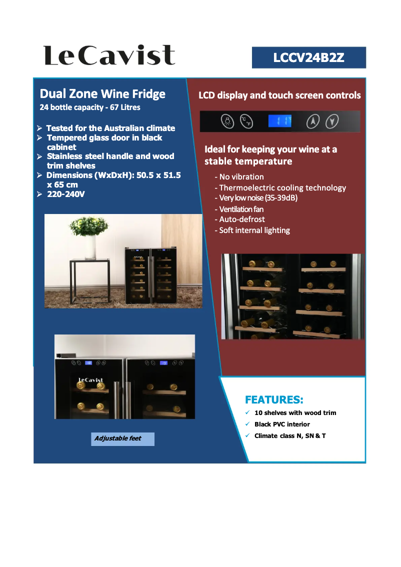 Page 1 de la notice Fiche technique LeCavist LCCV24B2Z