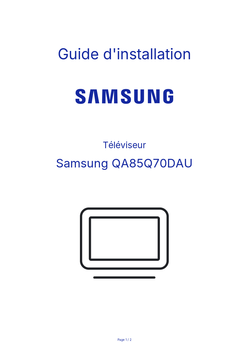 Page n°1 - Guide d'installation Samsung QA85Q70DAU