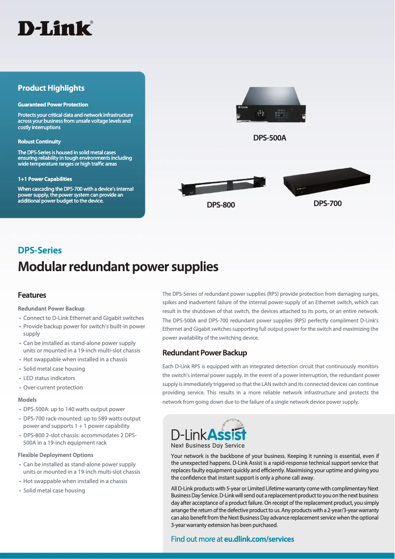 Page 1 de la notice Fiche technique D-Link DPS-700