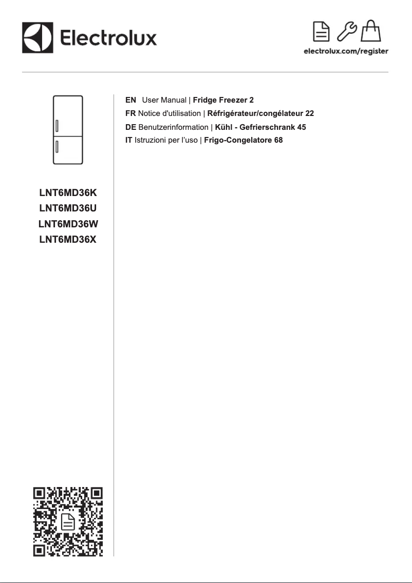 Page 1 de la notice Manuel utilisateur Electrolux LNT6MD36U