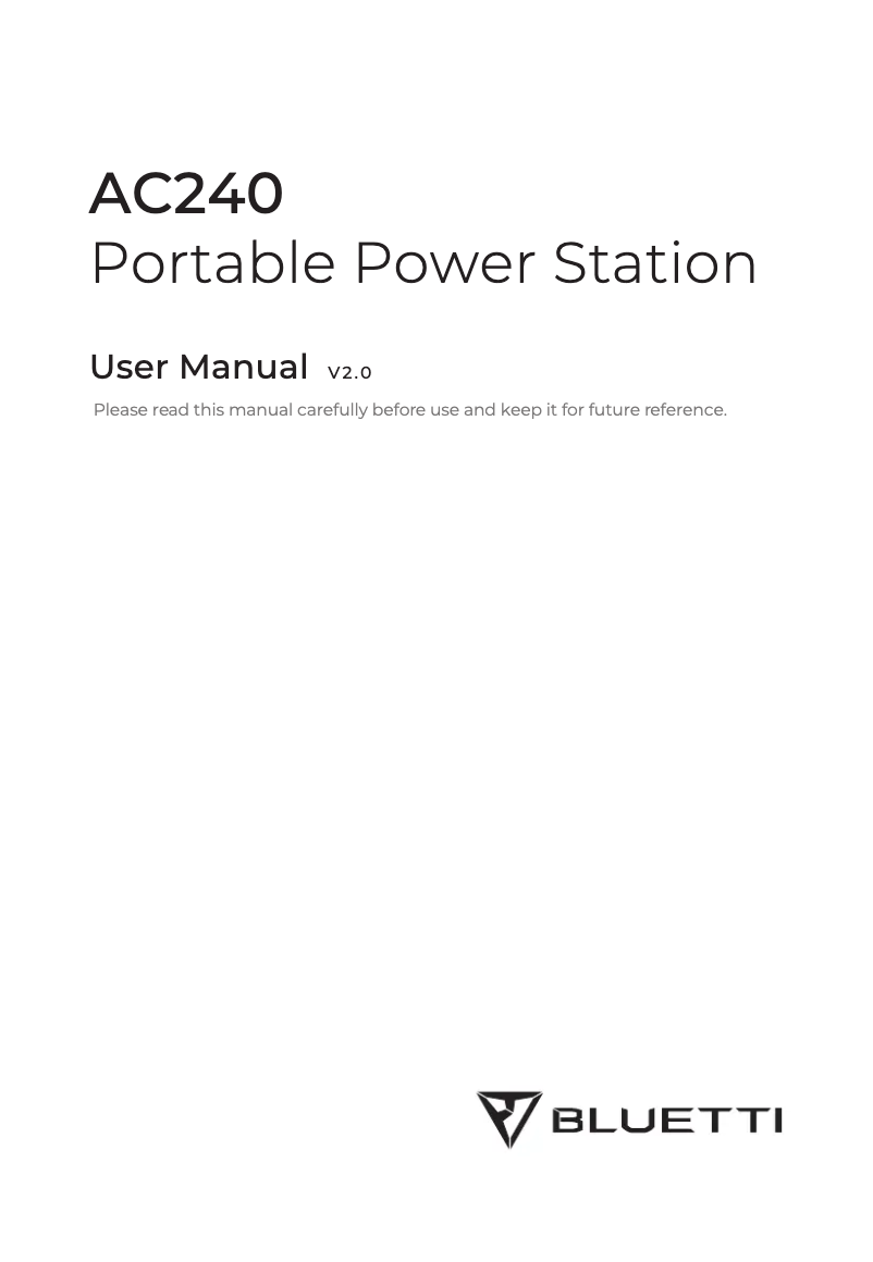 Page n°1 - Manuel utilisateur Bluetti AC240