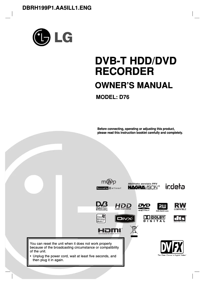 Page n°1 - Manuel utilisateur LG D76