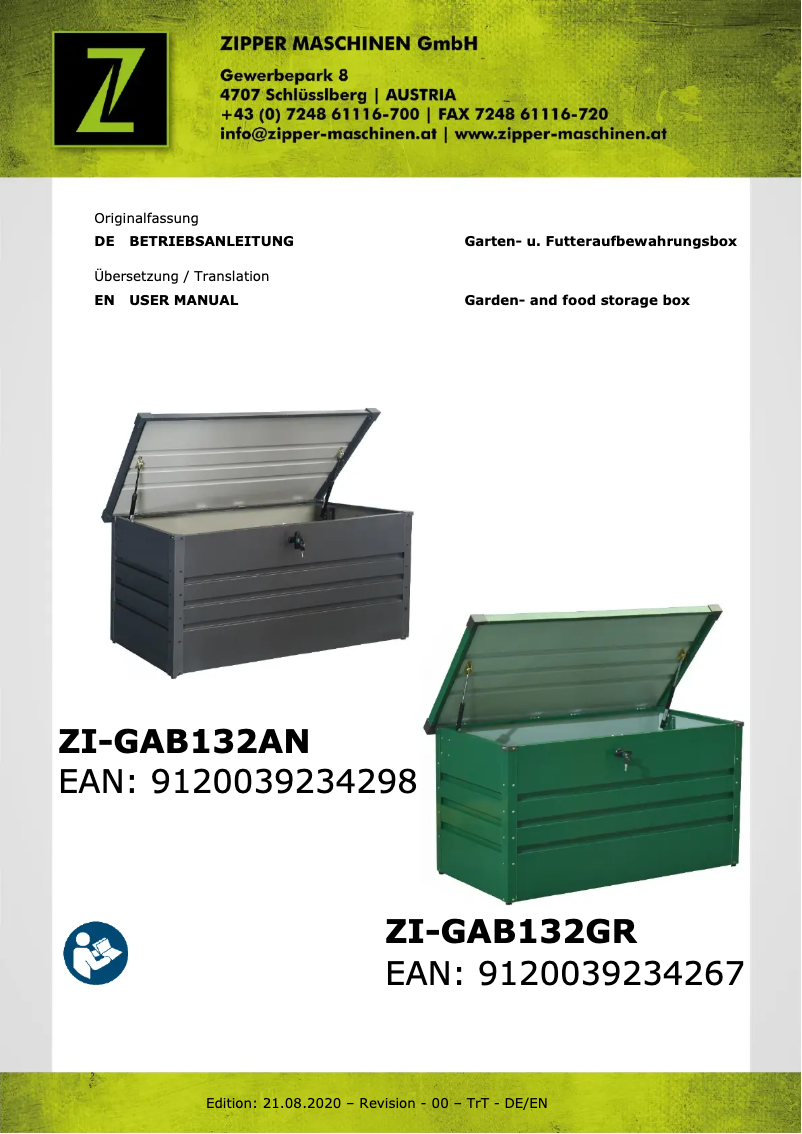 Image de la première page du manuel de l'appareil ZI-GAB132GR