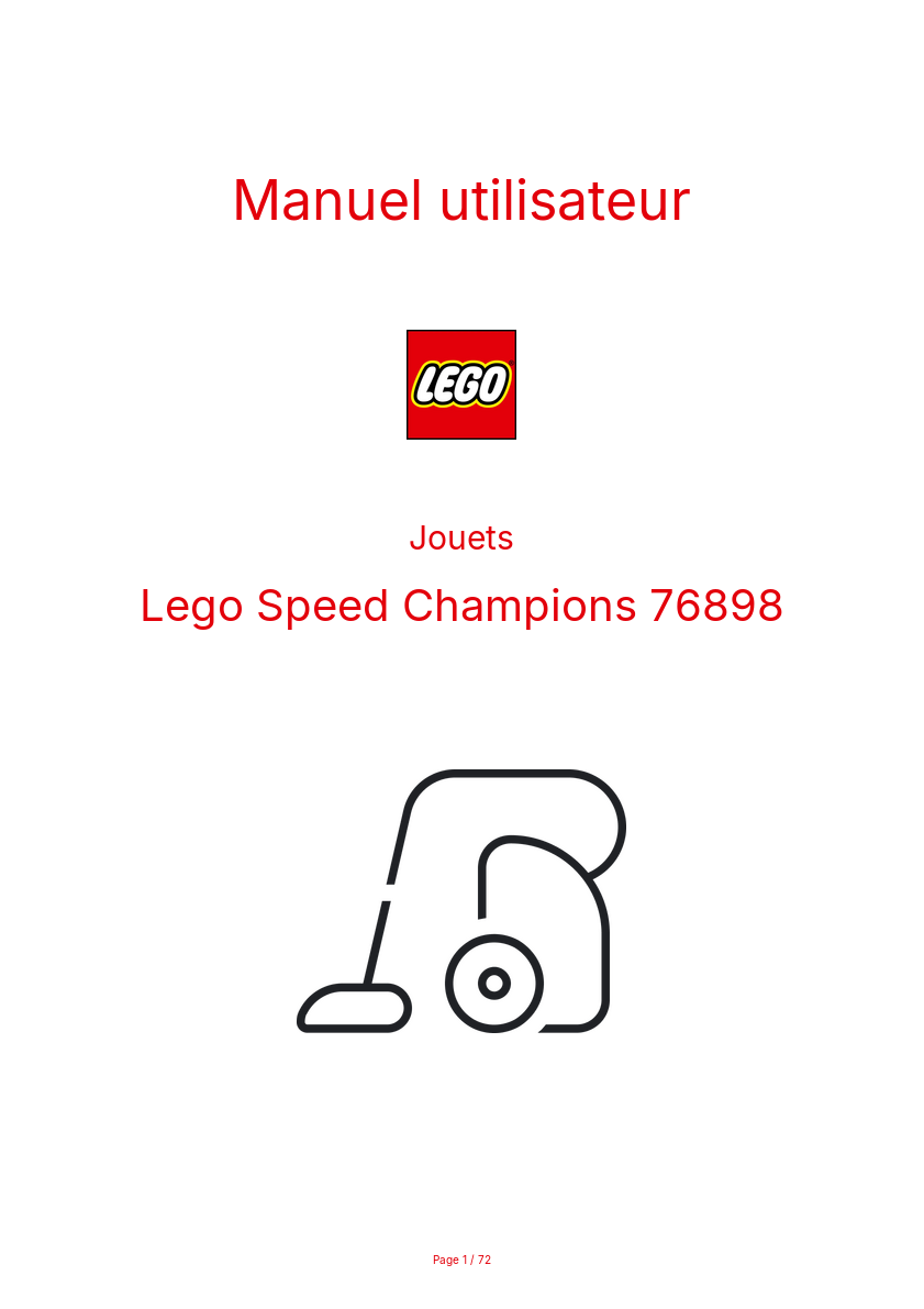 Image de la première page du manuel de l'appareil Speed Champions 76898