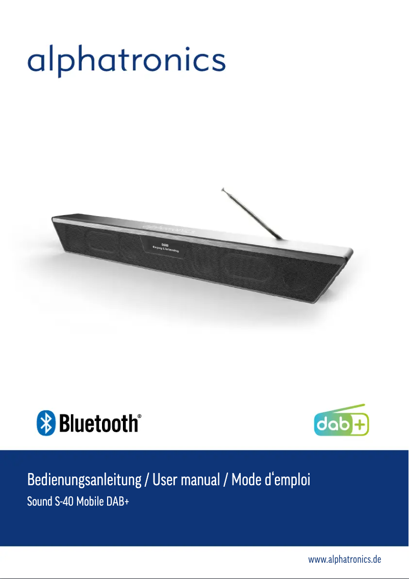 Page n°1 - Manuel utilisateur Alphatronics Sound S-40 Mobile DAB+