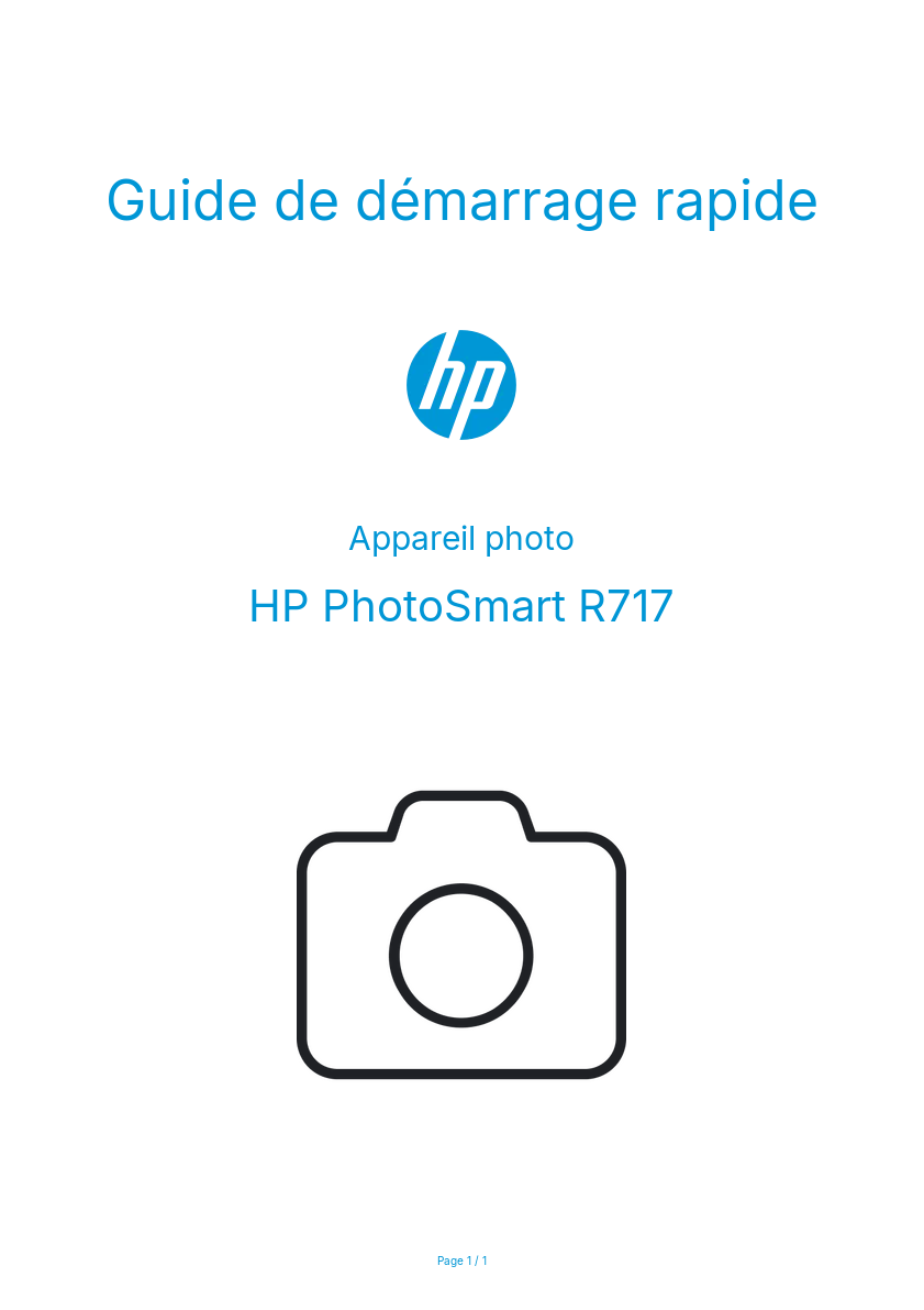 Page n°1 - Guide de démarrage rapide HP PhotoSmart R717