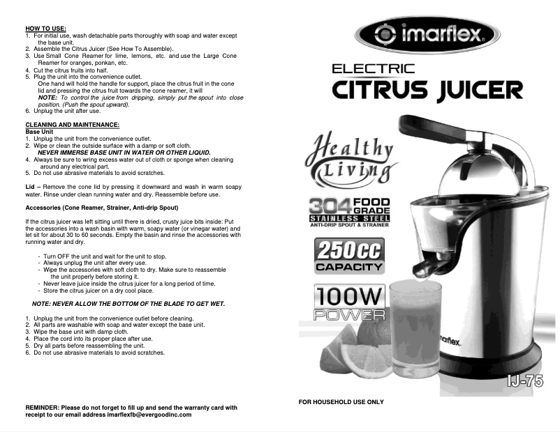 Image de la première page du manuel de l'appareil IJ-75