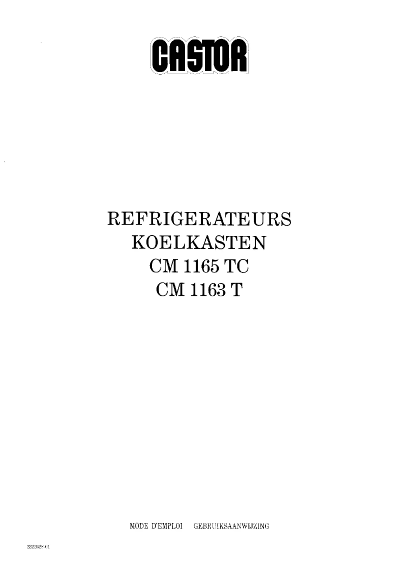 Page 1 de la notice Manuel utilisateur Castor CM 1165 TC