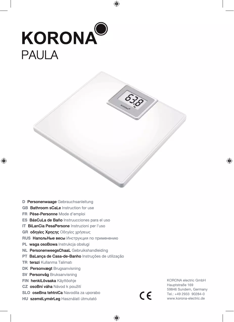 Image de la première page du manuel de l'appareil Paula