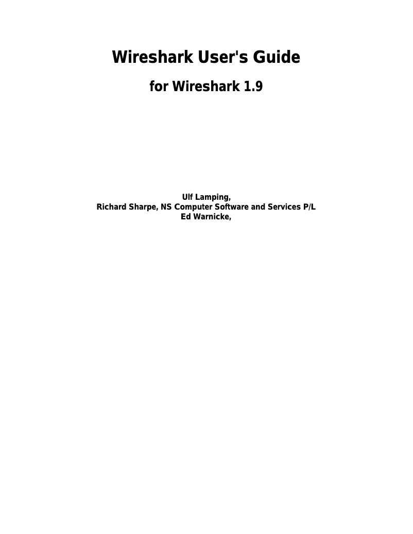 Page 1 de la notice Manuel utilisateur Wireshark 1.9