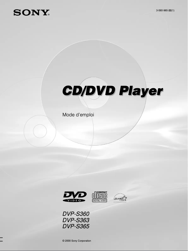 Page n°1 - Manuel utilisateur Sony DVP-S365
