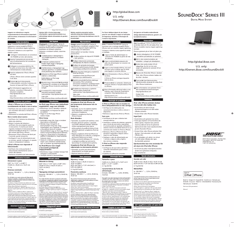 Page 1 de la notice Manuel utilisateur Bose SoundDock Series III