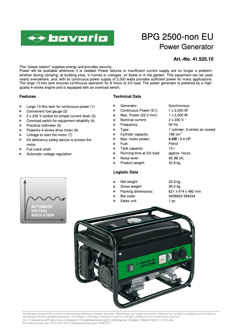 Página 1 del manual Manual de usuario Bavaria BPG 2500