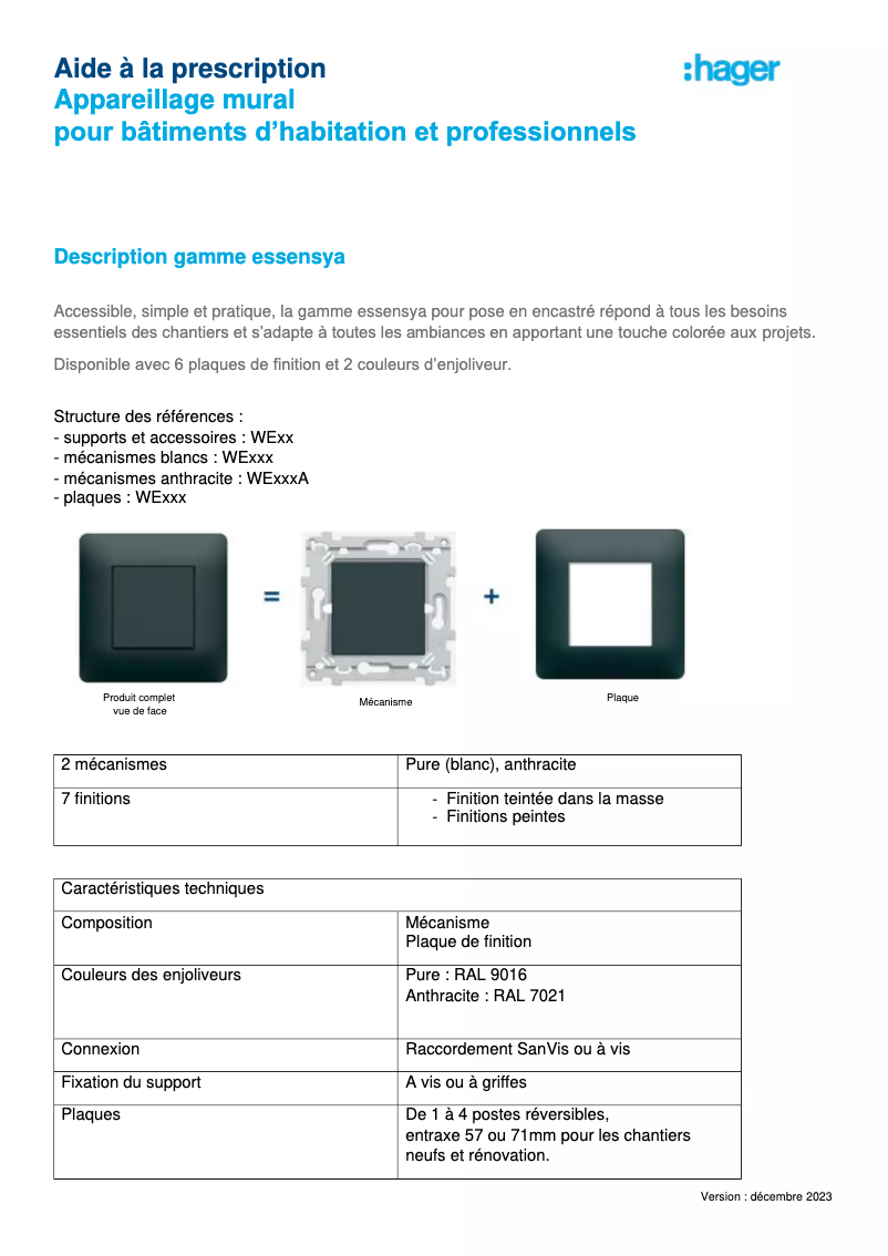 Page n°1 - Brochure Hager WST302T