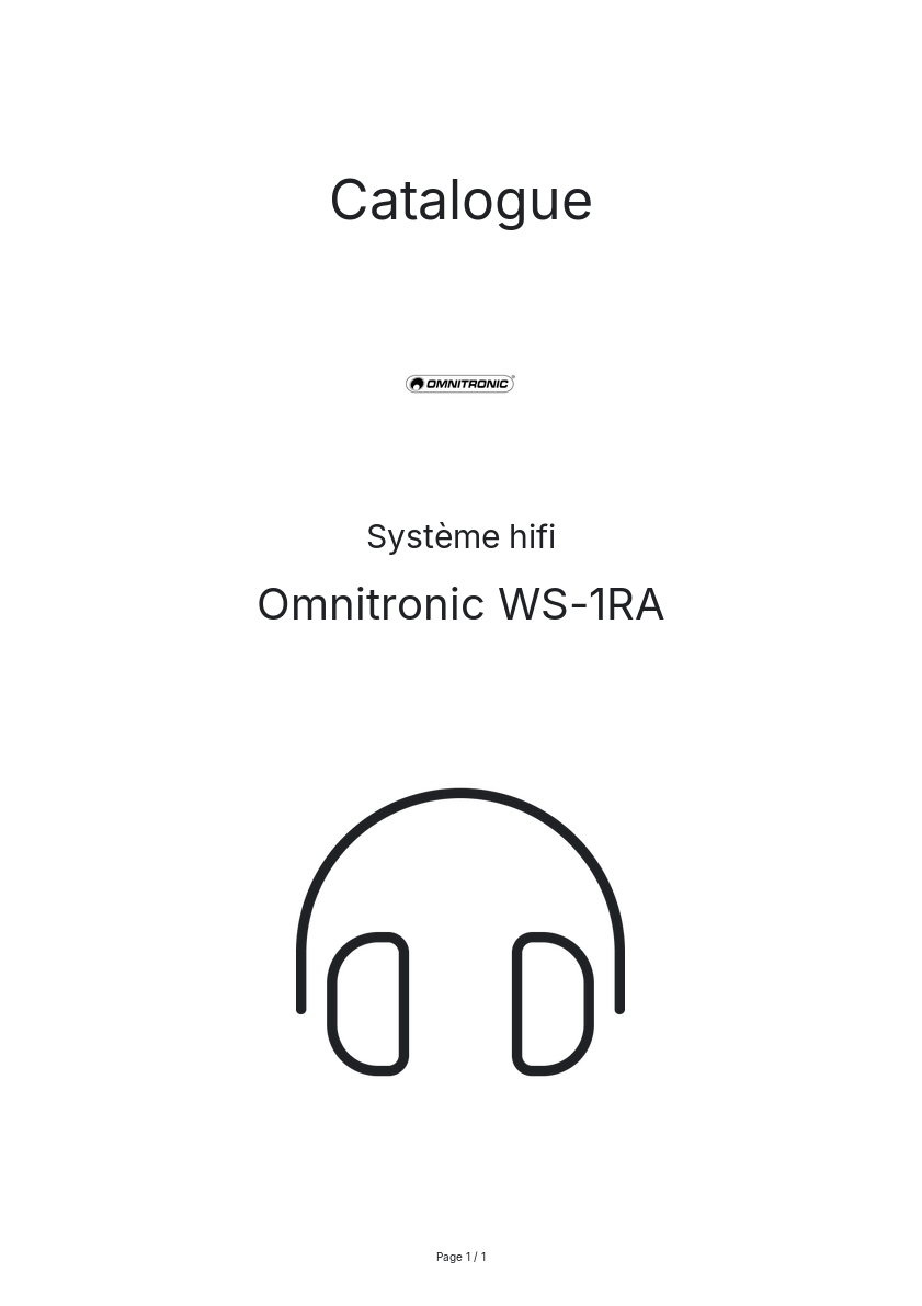Page n°1 - Catalogue Omnitronic WS-1RA