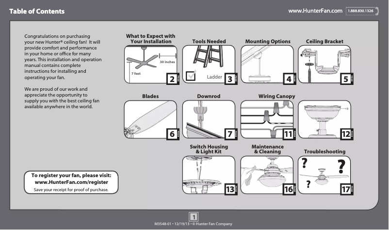 Page 1 de la notice Manuel utilisateur Hunter Raefield