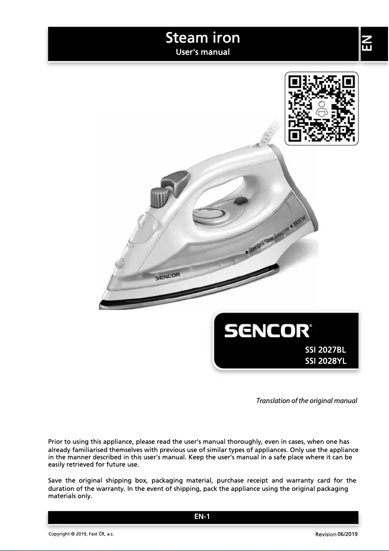 Page n°1 - Manuel utilisateur Sencor SSI 2027BL
