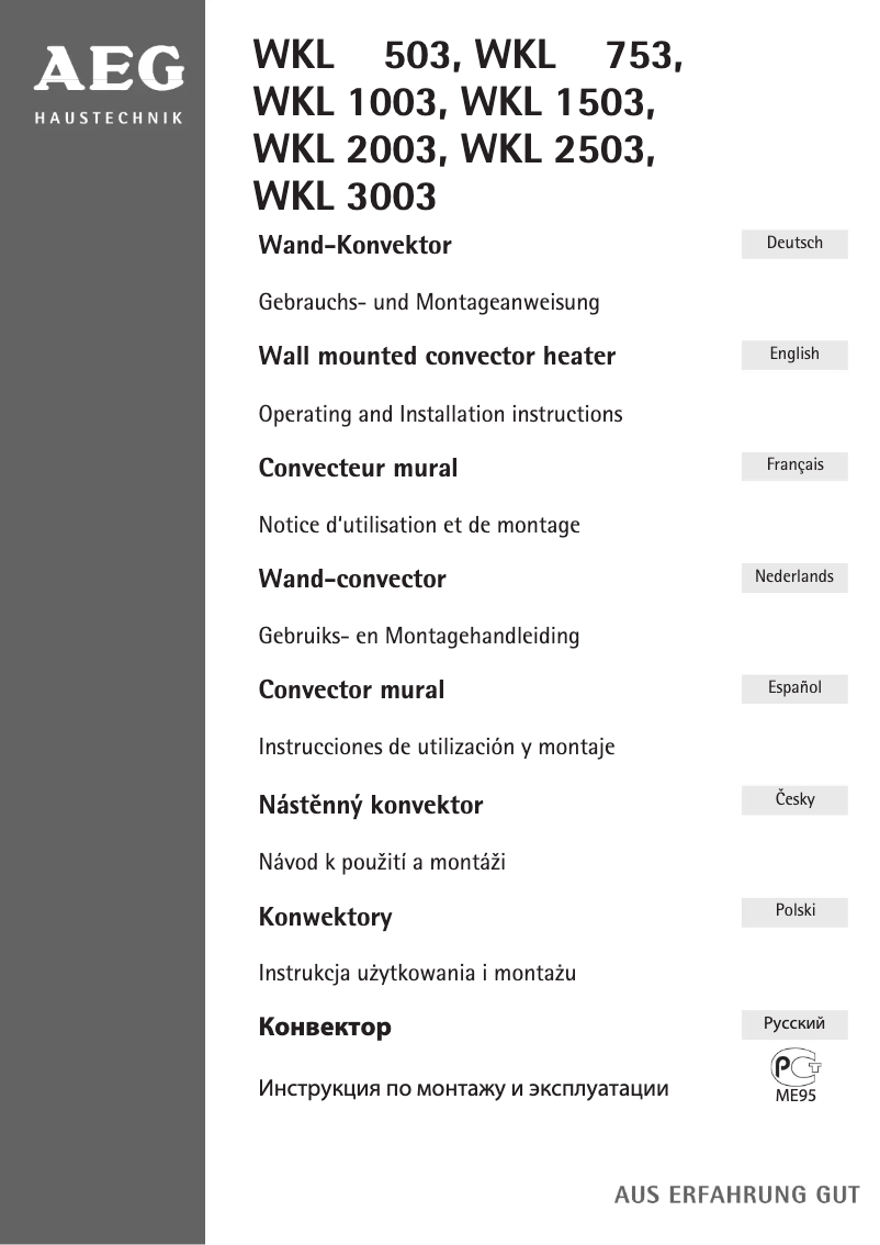Page 1 de la notice Manuel utilisateur AEG WKL 753