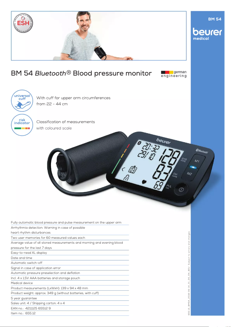 Page 1 de la notice Fiche technique Beurer BM 54