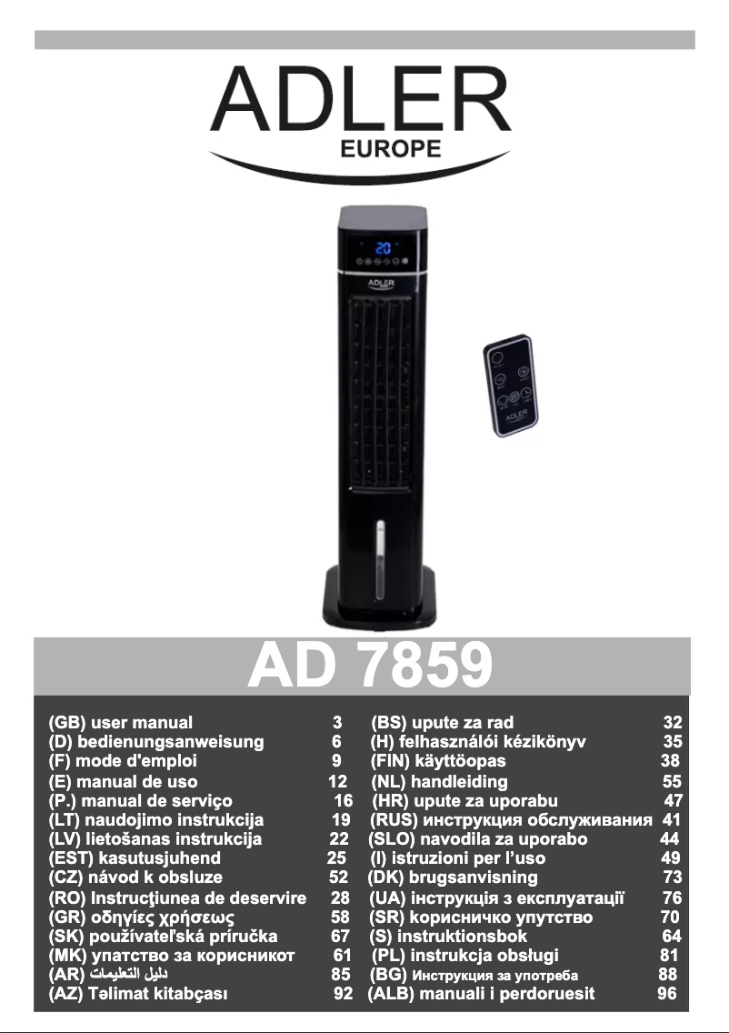 Page 1 of the manual User Manual Adler AD 7859
