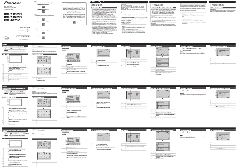 Page n°1 - Guide de démarrage rapide Pioneer DMH-W3050NEX