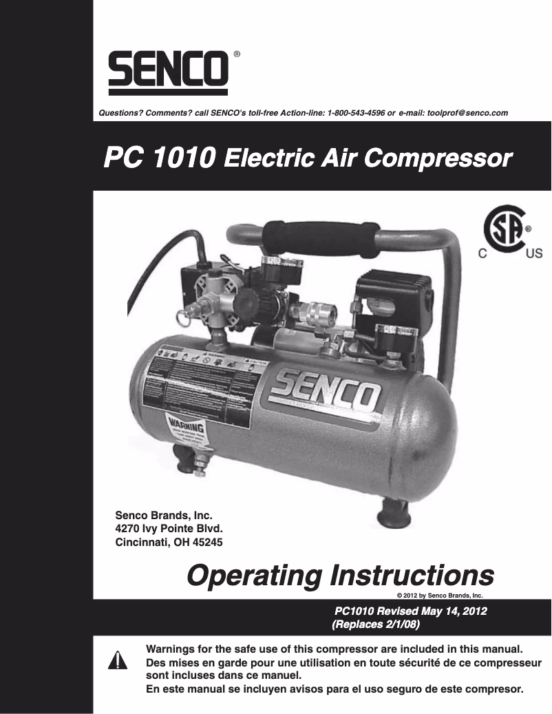 Page n°1 - Manuel utilisateur Senco PC1010