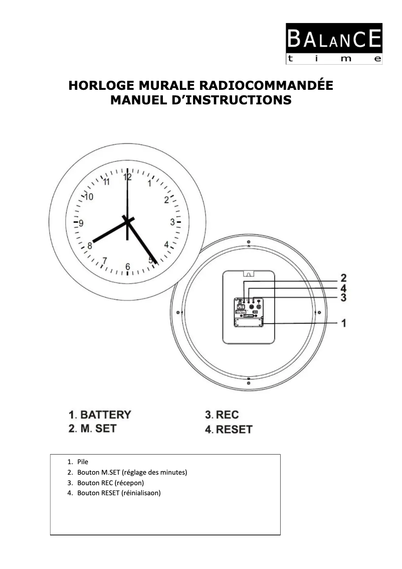 Page 1 de la notice Manuel utilisateur Balance HE-CLOCK-18