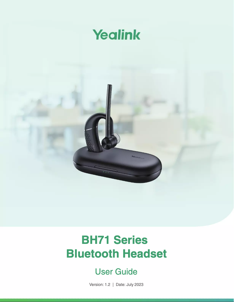 Page 1 de la notice Manuel utilisateur Yealink BH71 Pro