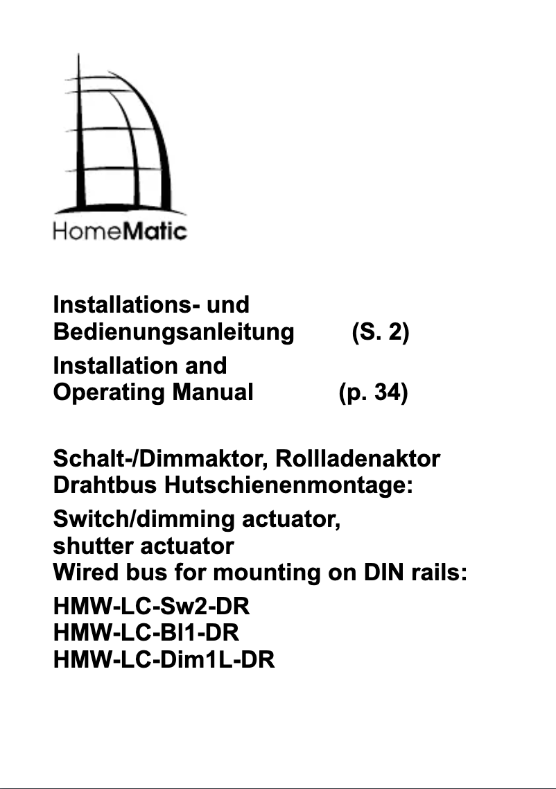 Image de la première page du manuel de l'appareil HMW-LC-Sw2-DR