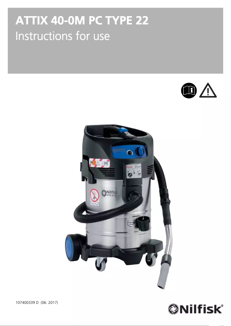 Page 1 de la notice Manuel utilisateur Nilfisk ATTIX 40-0M PC