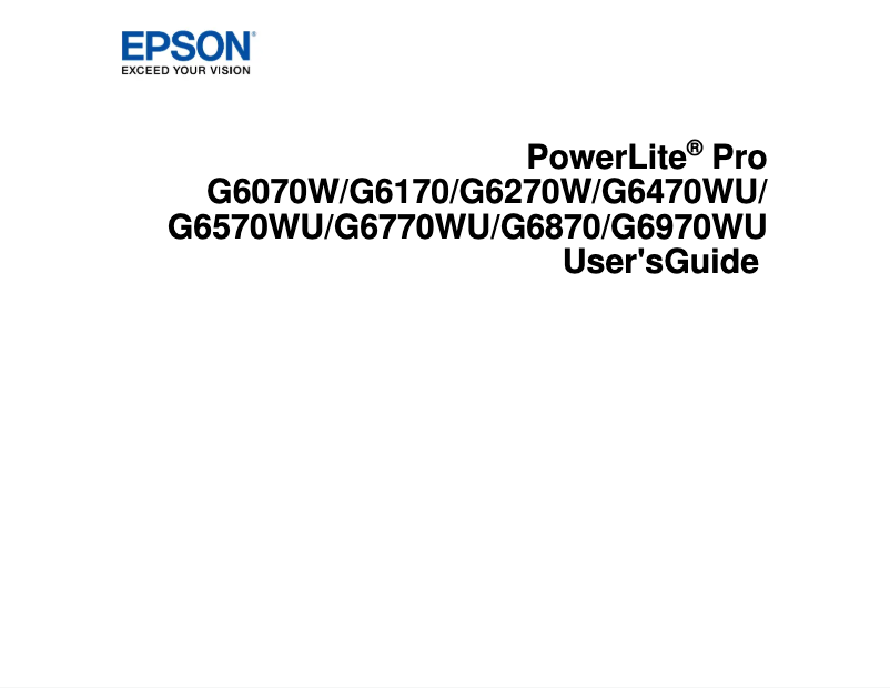 Page 1 de la notice Manuel utilisateur Epson PowerLite Pro G6970WUNL