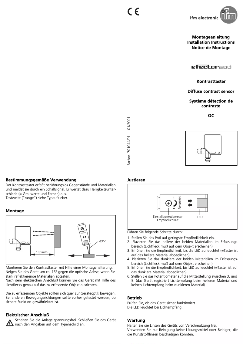 Page n°1 - Manuel utilisateur IFM OC5220