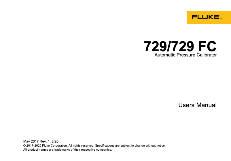 Page n°1 - Manuel utilisateur Fluke 729