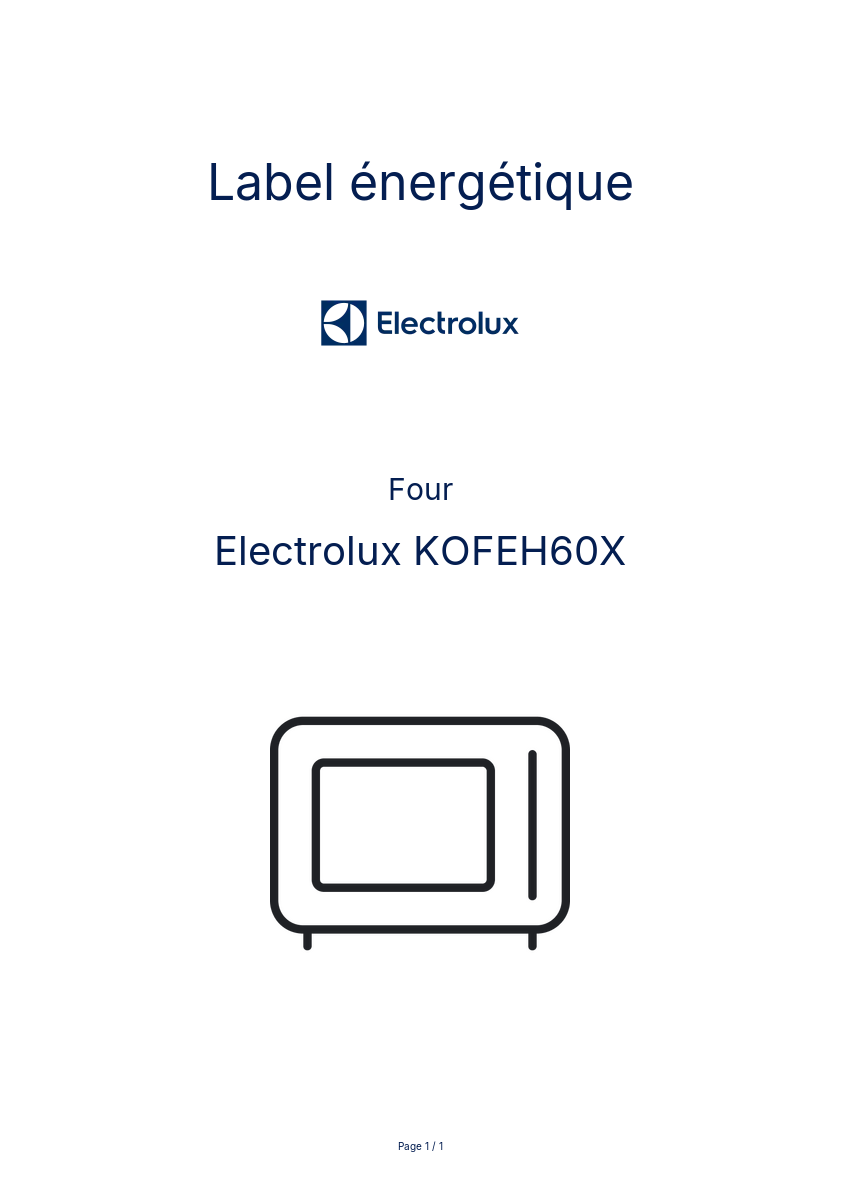 Page n°1 - Label énergétique Electrolux KOFEH60X
