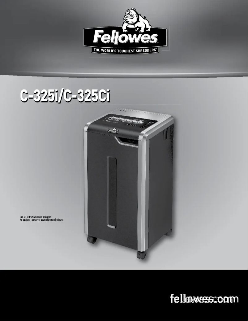 Page 1 de la notice Manuel utilisateur Fellowes IntelliShred C-325i