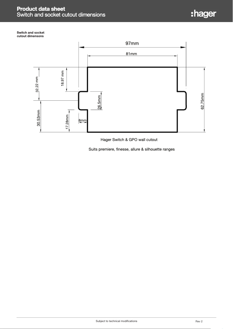 Page 1 de la notice Fiche technique Hager WBWSH1