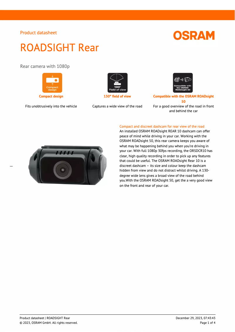 Image de la première page du manuel de l'appareil ROADsight Rear 10