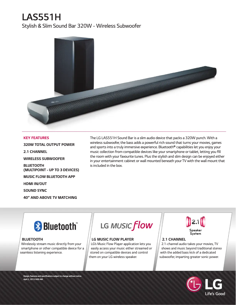 Imagen de la primera página del manual del dispositivo LAS551H