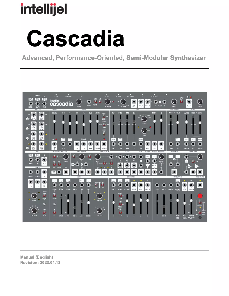 Page 1 de la notice Manuel utilisateur Intellijel Cascadia