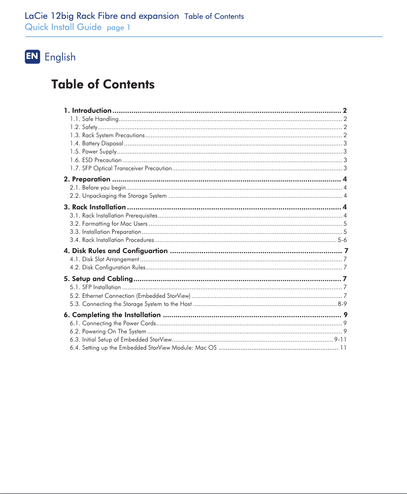 Page 1 de la notice Manuel utilisateur LaCie 12big Rack Fibre