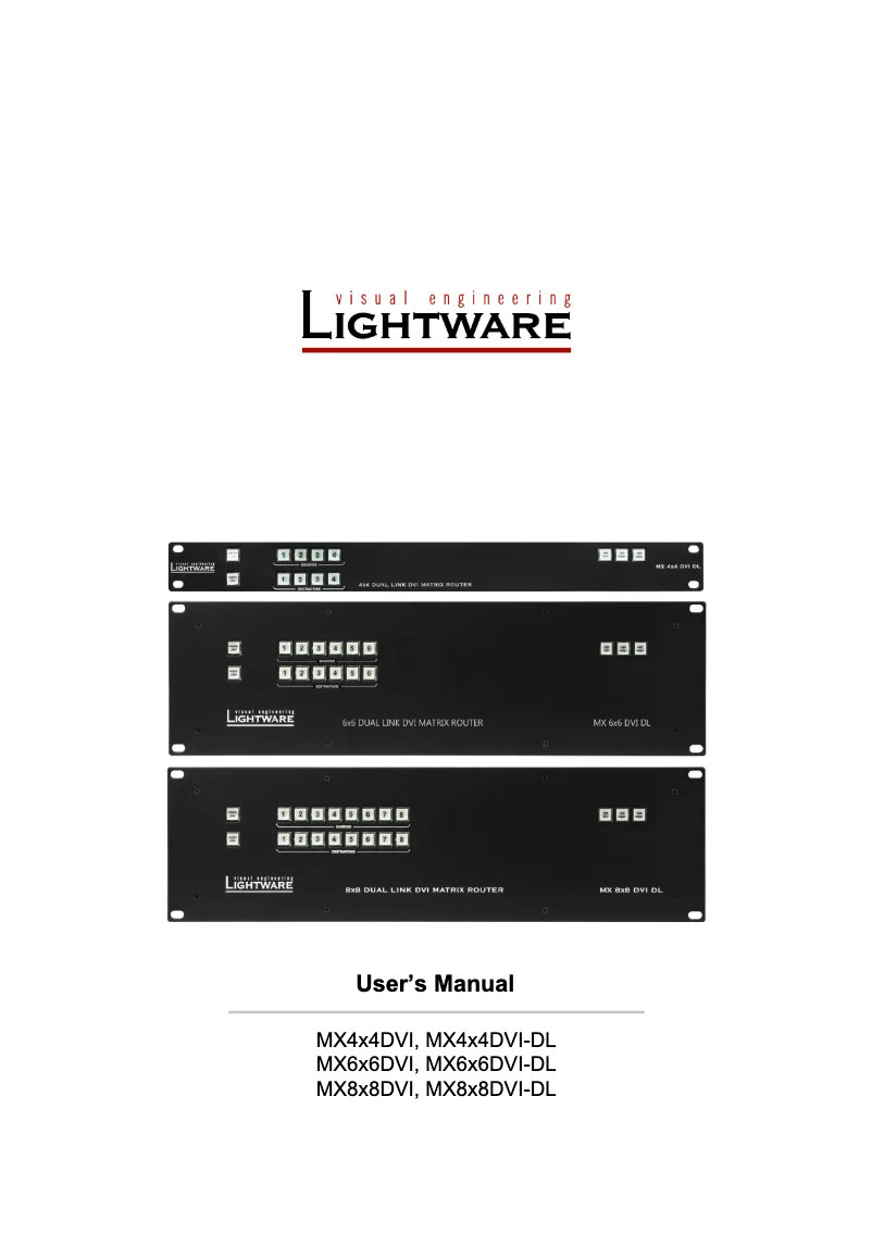 Page 1 de la notice Manuel utilisateur Lightware MX8x8DVI-DL