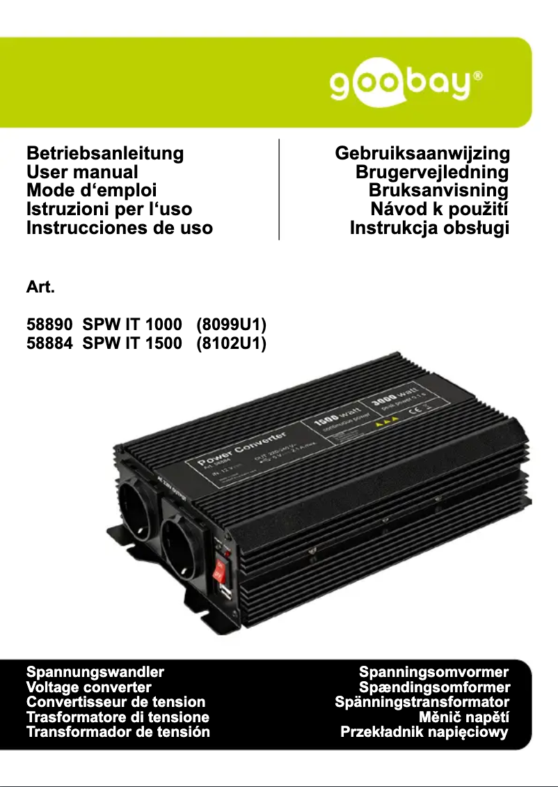 Page n°1 - Manuel utilisateur Goobay SPW IT 1000