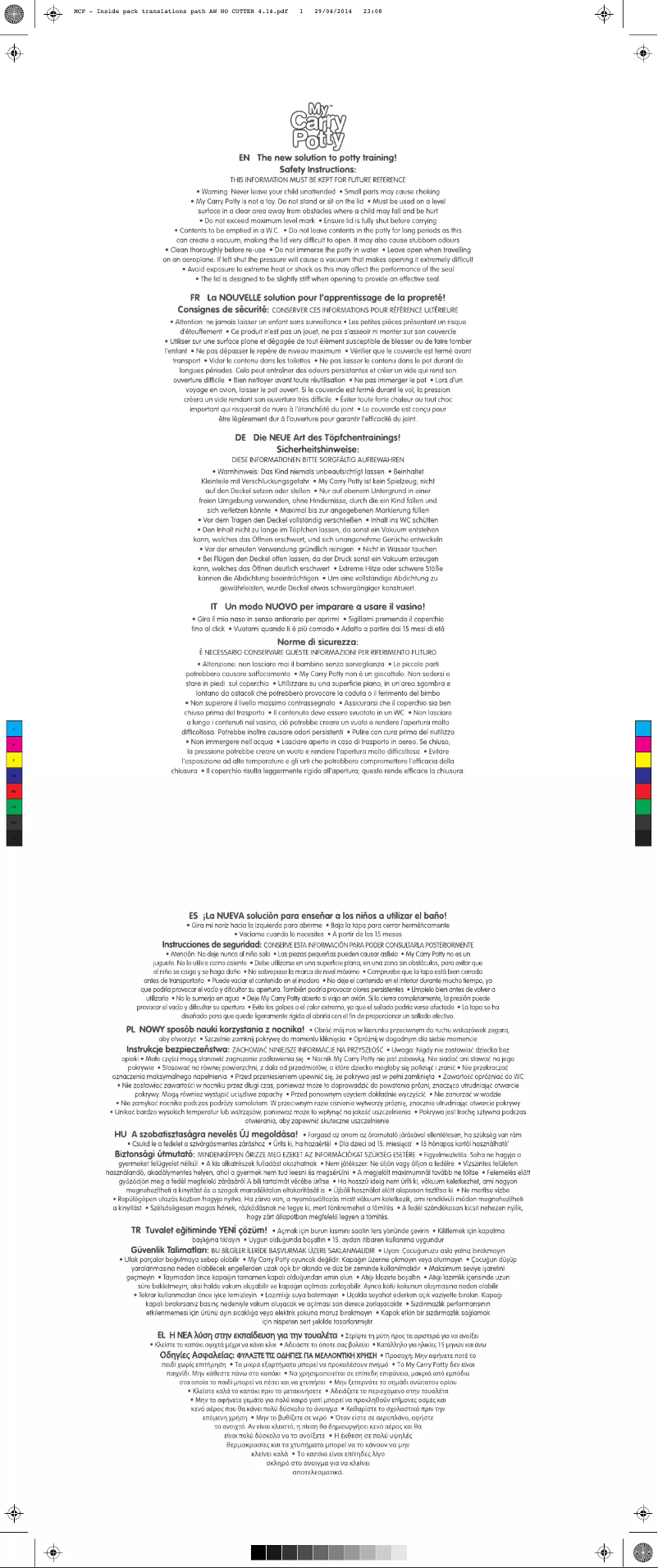 Page 1 de la notice Manuel utilisateur Jippie's My Carry Potty