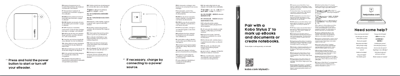 Page 1 de la notice Guide de démarrage rapide Kobo Libra Colour