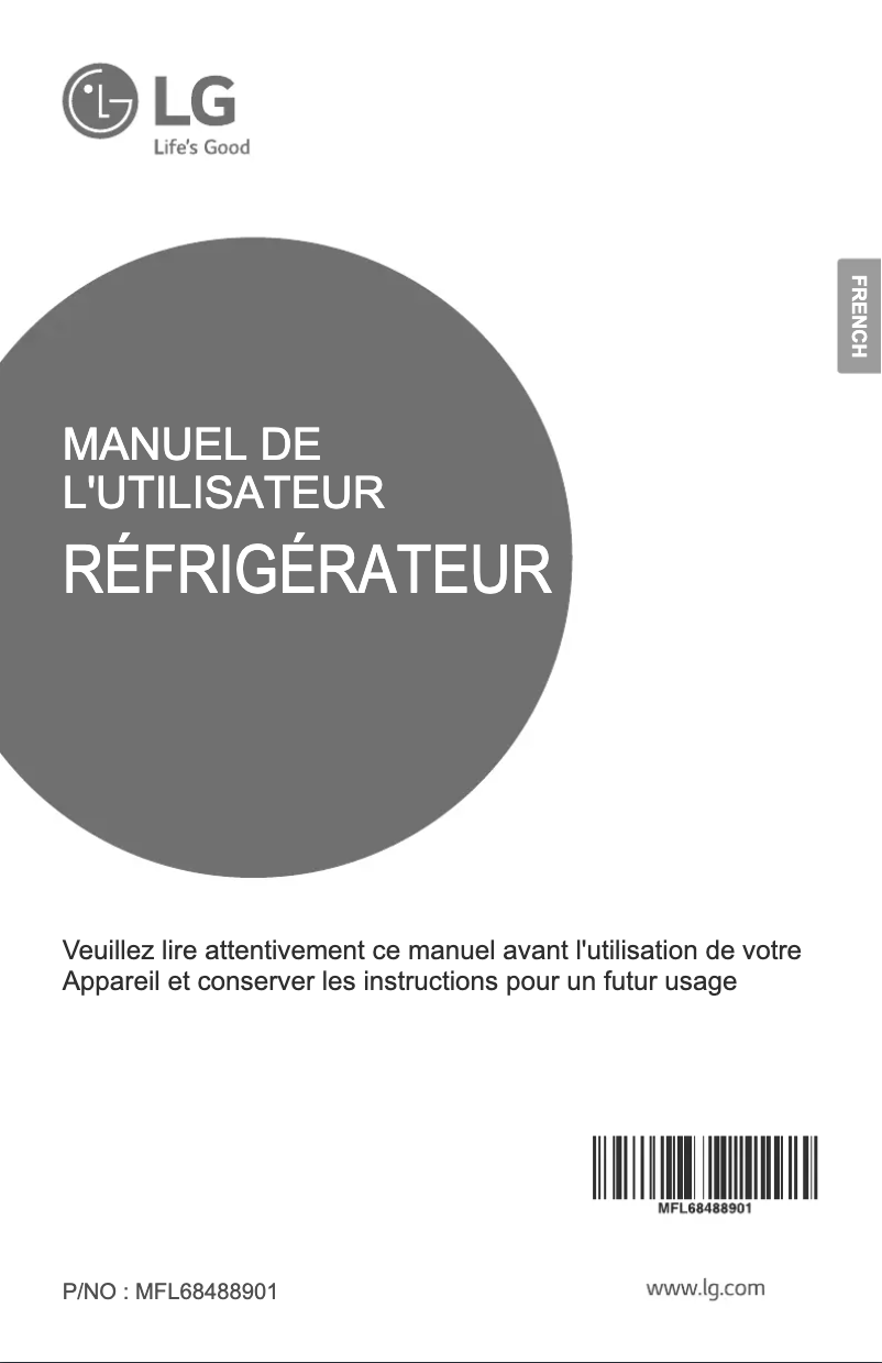 Page n°1 - Manuel utilisateur LG GR-B522GBHL