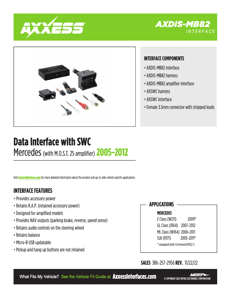 Page 1 de la notice Fiche technique AXESS AXDIS-MB82