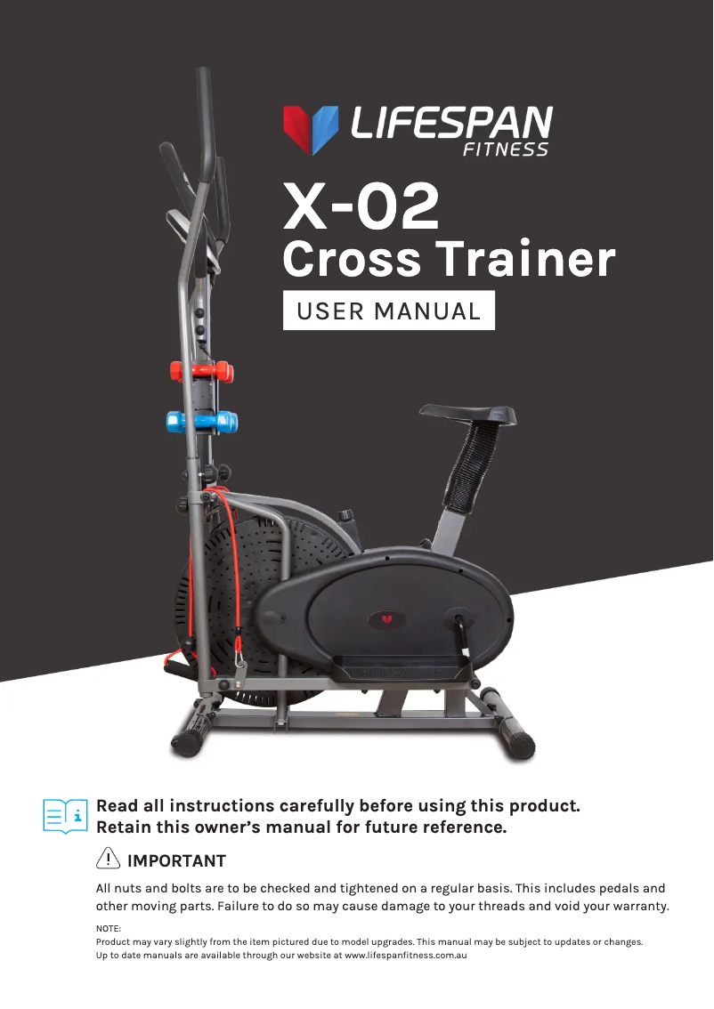 Page 1 de la notice Manuel utilisateur LifeSpan X-02