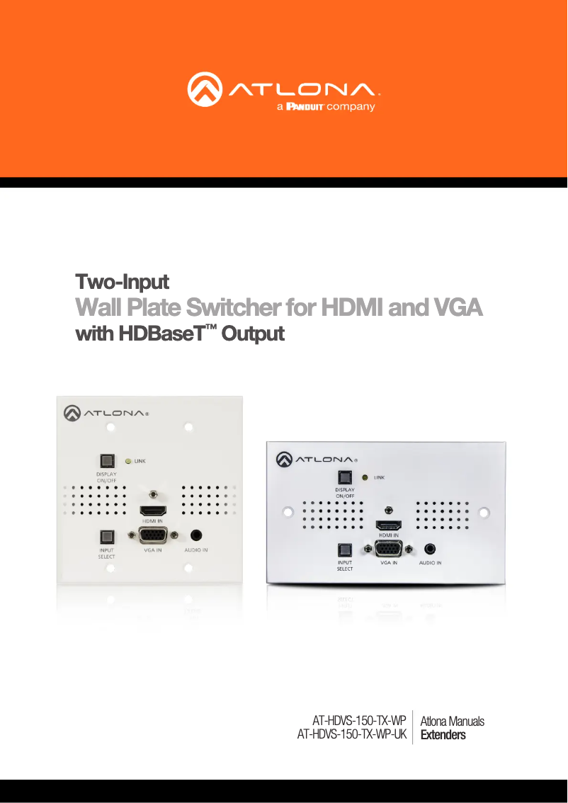 Page 1 de la notice Manuel utilisateur Atlona AT-HDVS-150-TX-WP-UK